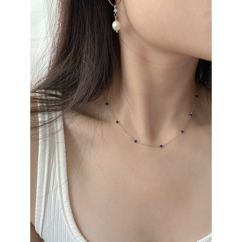 M&w Lapis Lazuli สร้อยคอสอดไส้ทอง 14k