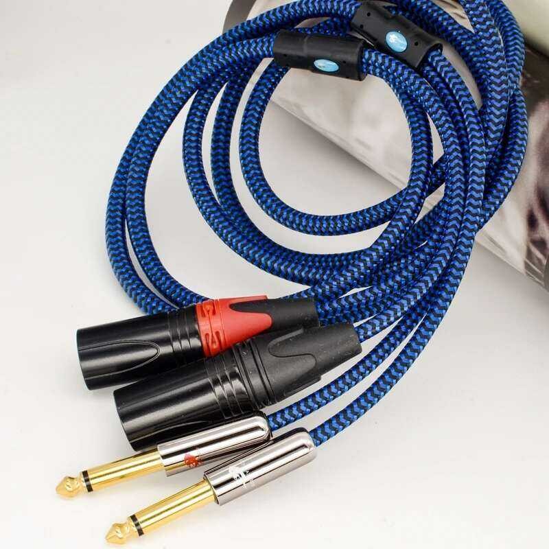 ▥ Hifi Audio Dual 6.3 มม. สําหรับ AMP Mixer คอนโซล * XLR ถึง 2*1/4 "Ts แจ็ค OFC Shielding TS สา