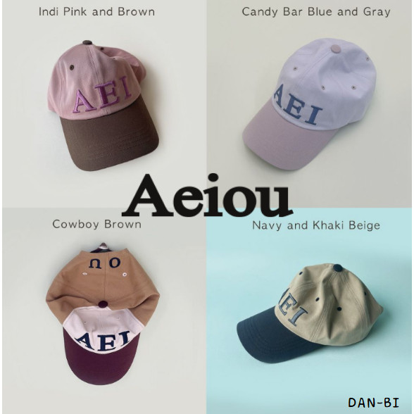 ♞,♘,♙[Aeiou] Aeiou Logo Lettering Cap 11 สี / สินค้า KR แท้ 100% / แนะนําดีไซน์อารมณ์! / จัดส่งเร็ว