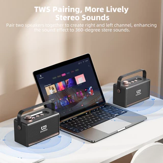 GOOJODOQ ลำโพงบลูทู ธ 5.3 BT สนับสนุนการเชื่อมต่อไร้สาย โทรฟรีมือ เพิ่มเสียงเบสลึก