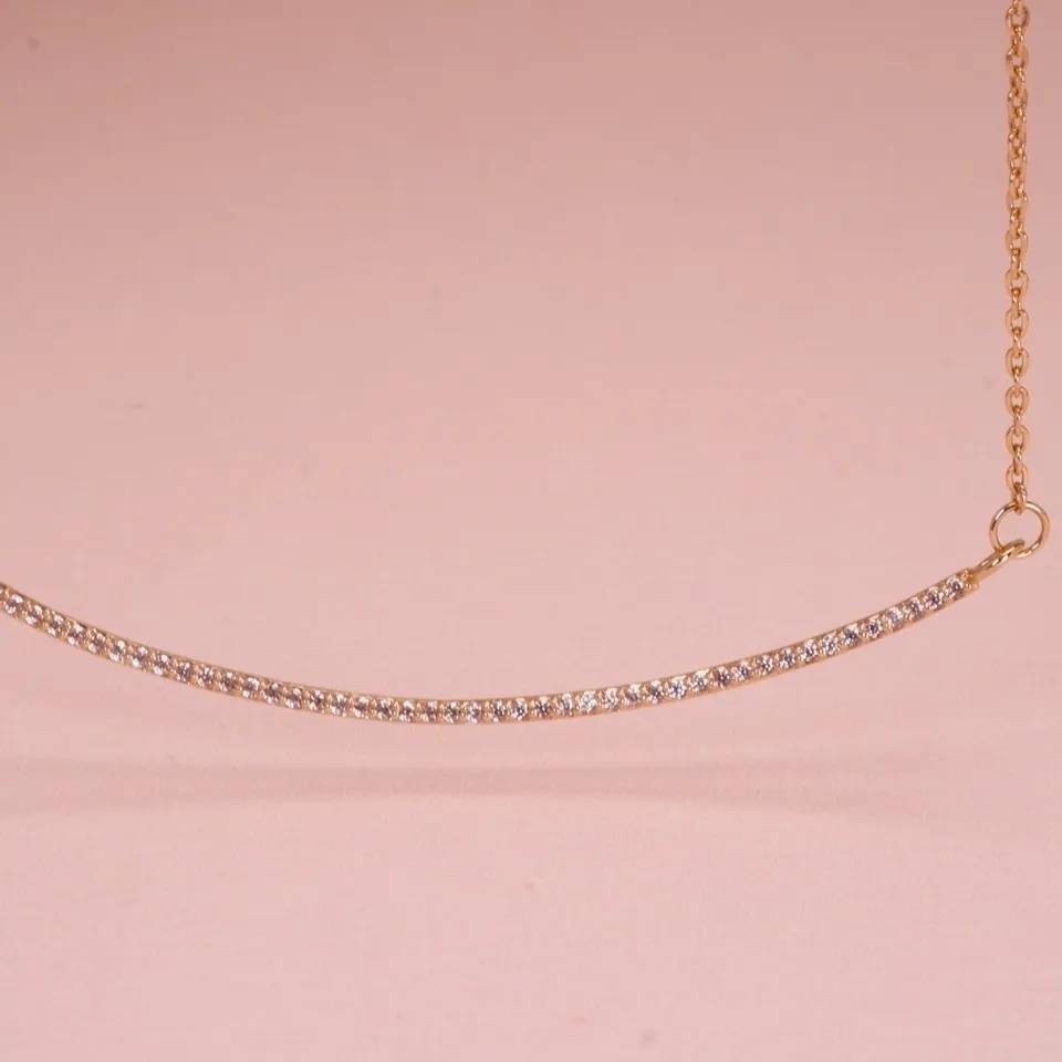 Grace Fine Jewelry สร้อยคอทองแท้ 9k พลอยแท้ T Bar Necklace