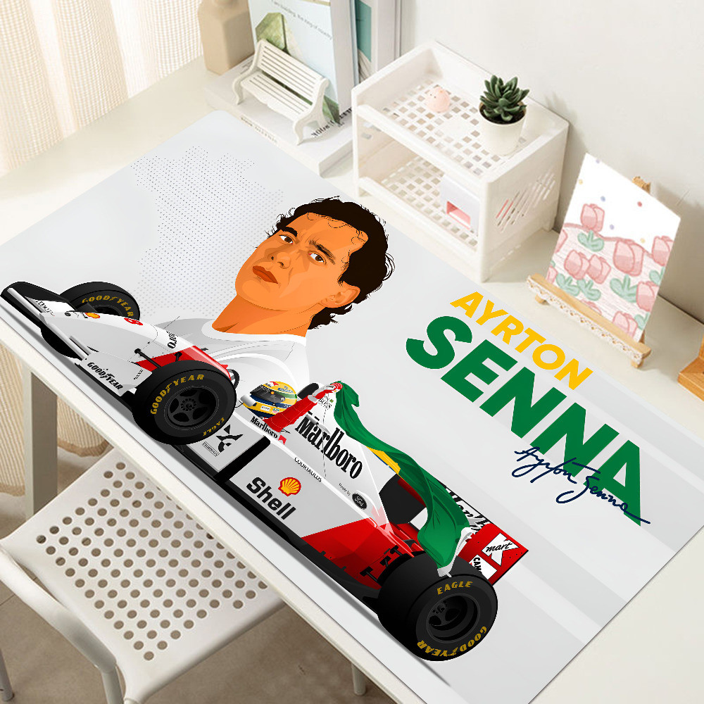 Ayrton Senna หมวกกันน็อค F1 Racing Mousepad แผ่นรองเมาส์สําหรับเล่นเกมขนาดใหญ่ LockEdge หนาแป้นพิมพ์คอมพิวเตอร์โต๊ะโต๊ะ