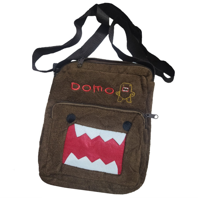 Domo Kun Plush กระเป๋าสะพายข้างสําหรับผู้หญิงผู้ชายน่ารักสีน้ําตาลอะนิเมะกระเป๋าสะพายใบเล็ก