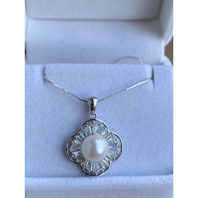 สร้อยคอเงินแท้ พร้อมจี้ไข่มุกแท้ silver92.5% มุกแท้ otop phuket มีใบรับประกัน