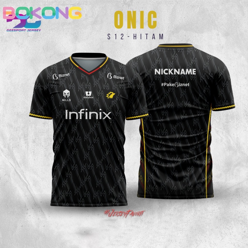 ((ฟรีที่กําหนดเอง))Infinix Jersey T-Shirt Tops Supporters ONIC ESPOTS MPL S13Yellow Free NickName