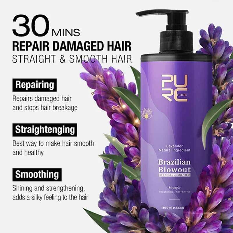 ▥ PURC Lavender 12% Keratin Straightening Treatment Curly Hair Straighten Smoothing Cream Profe