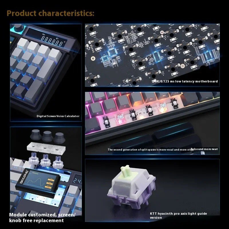 Skyloong GK104 Pro หน ้ าจอที ่ กําหนดเอง hifi hyacinth ที ่ สามจําลองการตรวจสอบเครื ่ องคิดเลขคีย