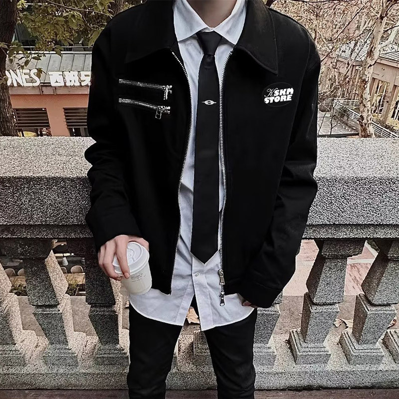 ♞,♘,♙ใหม่ เสื้อแจ็กเก็ตลําลอง แขนยาว คอปก มีซิป สําหรับผู้ชาย และผู้หญิง vbc