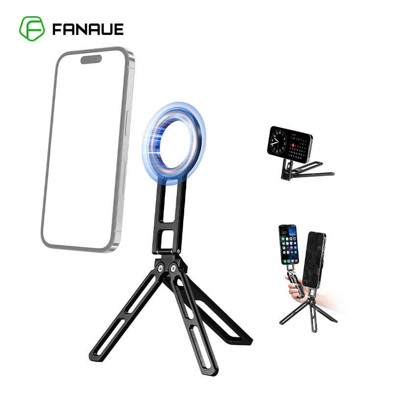 ▥ Magnetic Pocket Tripod Compatible With Magsafe Iph Pro Max Foldable Desktop Phone Mount