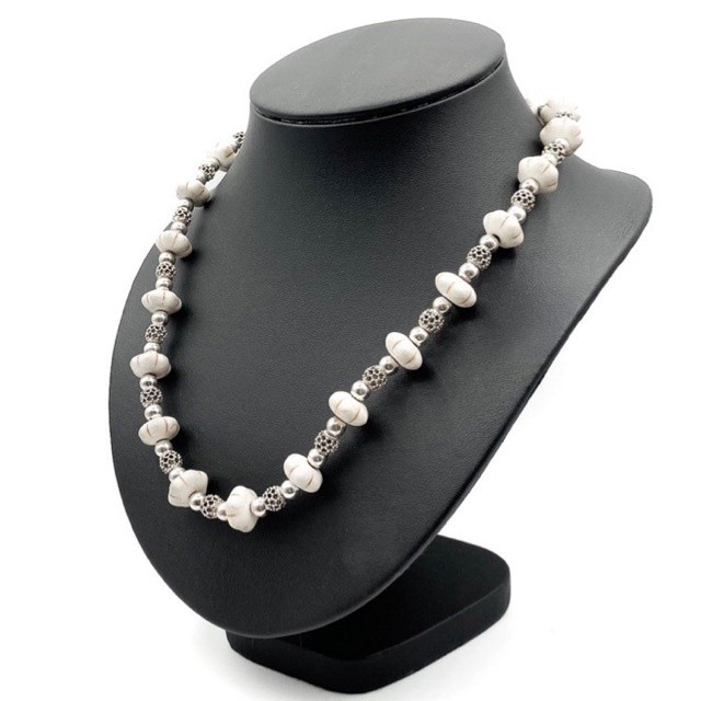 DSP สร้อยคอหินปะการัง สร้อยหินนำโชค เงินแท้ 92.5% : Coral Fosil 925 Sterling Silver Necklace [NFS00