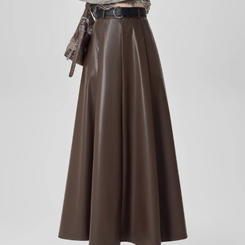 สีกาแฟกระโปรงหนัง pu