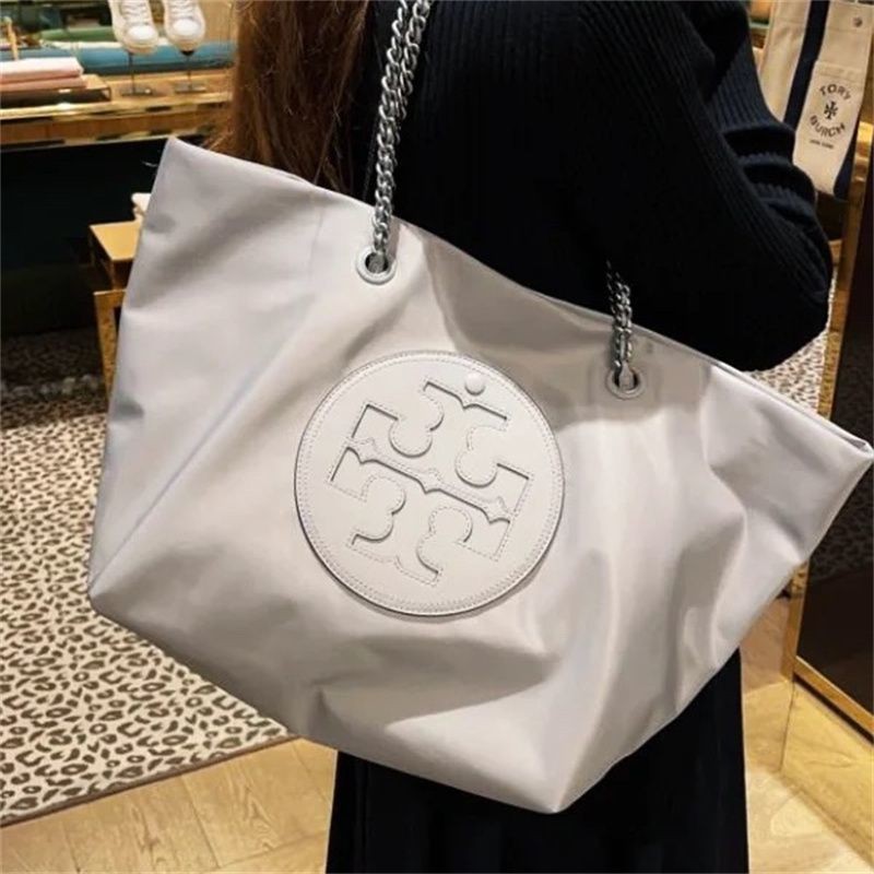 Tory Burch Tb การค้าต่างประเทศไนลอน Tote Bag ความจุขนาดใหญ่ความหนาแน่นสูงกระเป๋าสะพายกันน้ํากระเป๋าโ