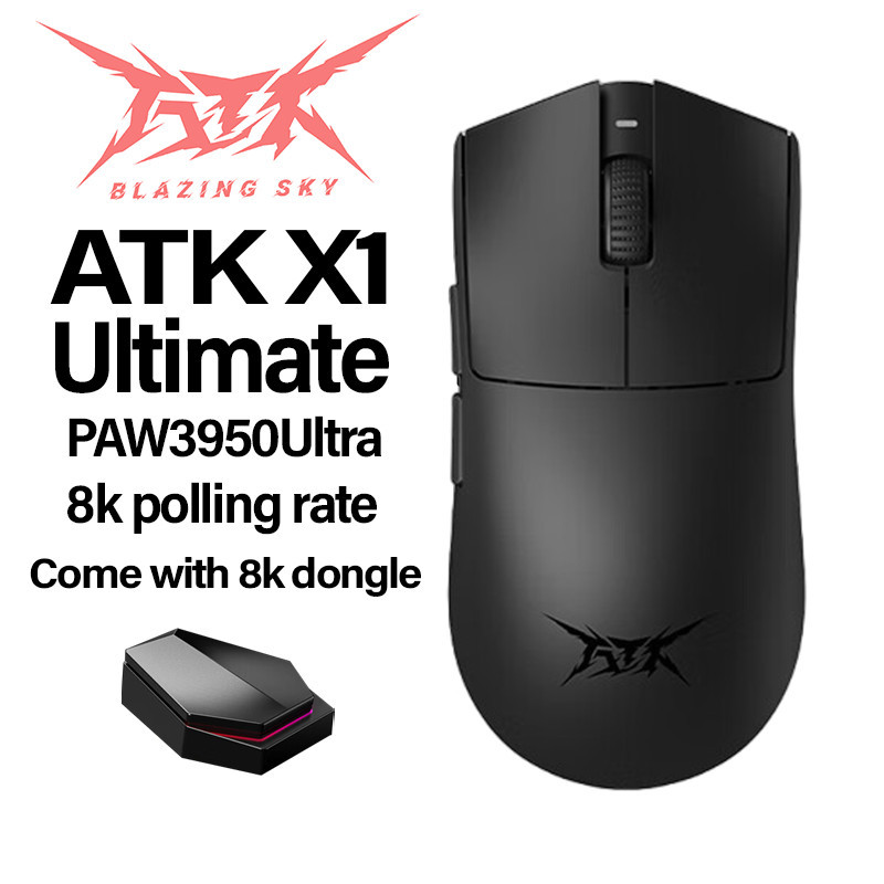 Atk X1 Pro/Pro Max/Ultra/Ultimate ปรับแต่งเมาส์เล่นเกมไร้สาย PAW3950Ultra 8k Polling Rate 2.4g 0.3m