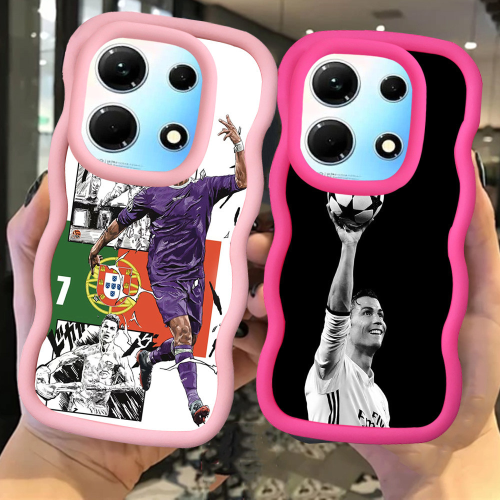 MERAH Z-5 CR7 Ronaldo ฟุตบอลสีแดงสีดําสีชมพูปลอกสําหรับ Infinix Smart Zero 30 หมายเหตุ 7 Plus 5G