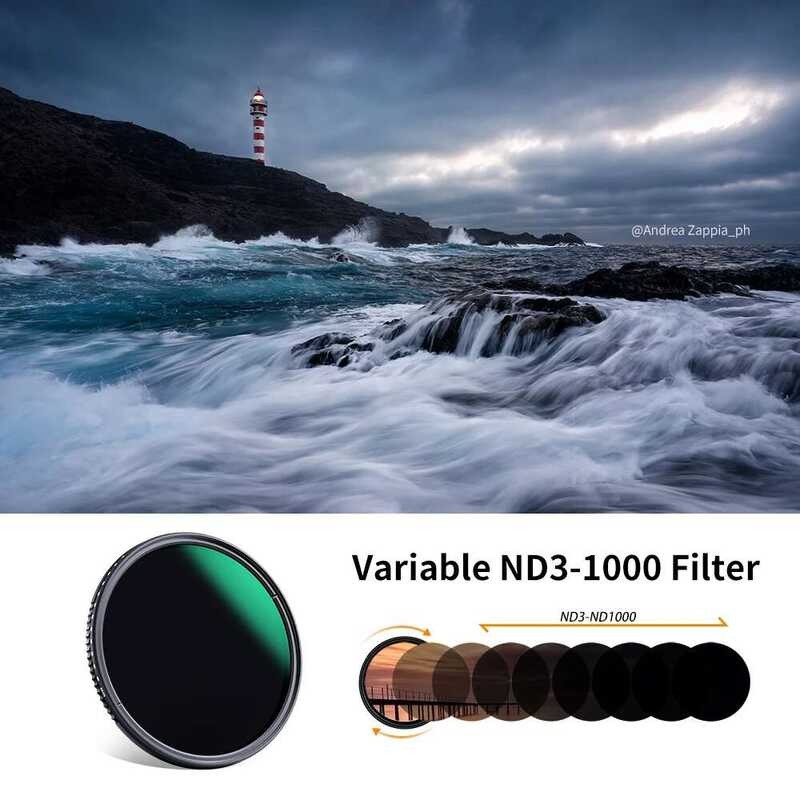▥ K & F Nd3-Nd1000คอนเซปต์ VARIABLE ND ฟิลเตอร์ฟิลเตอร์แบบเคลือบหลายชั้นปรับความหนาแน่นเป็นกลาง