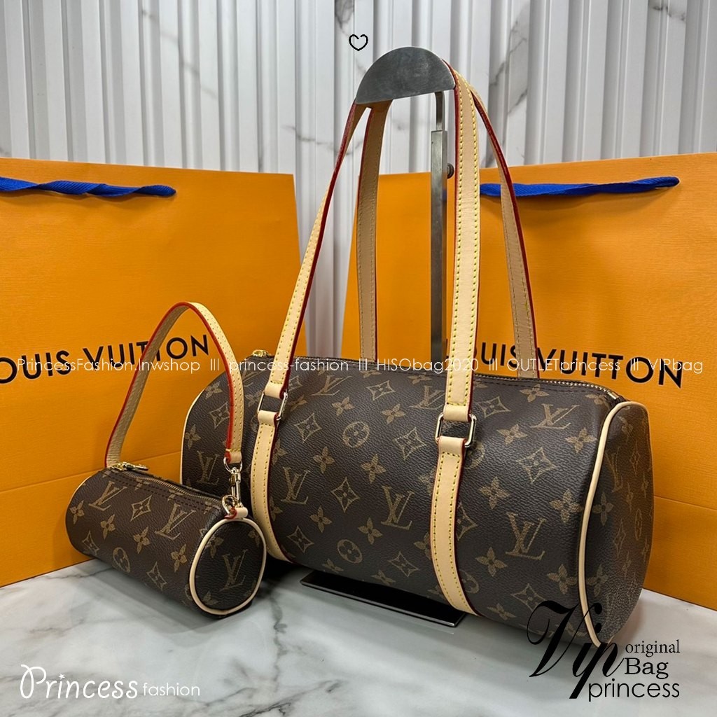 2024 ORI-lv Papillon 30 Monogram Canvas Bag กระเป๋าทรงหมอนวินเทจไซส์ยาว สวยเด่นเป็นเอกลักษณ์ มาพร้อ