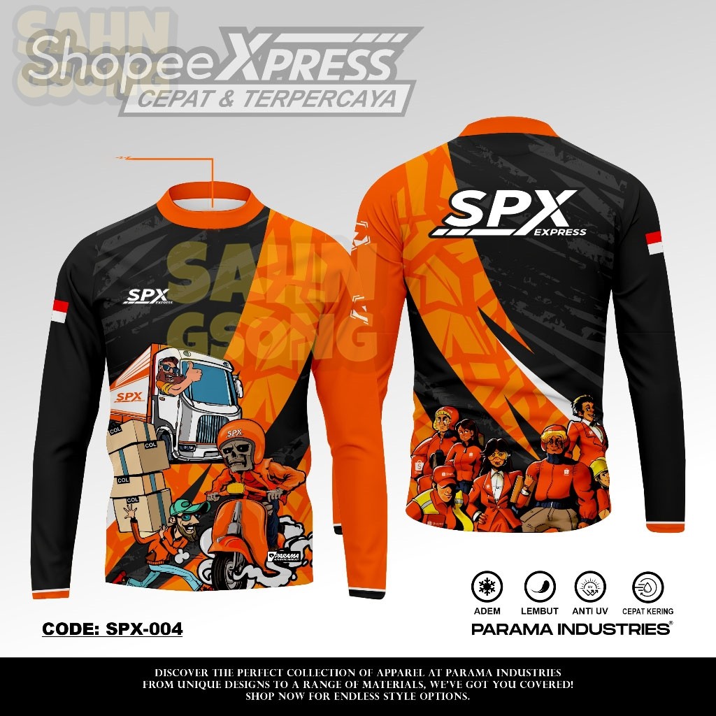 Parama INDUSTRAIES PREMIUM JERSEY ZIPPER ANTI GERAH || Kurir PAKET SHOPEE SPX EXPRESS || คนขับผู้หญิง