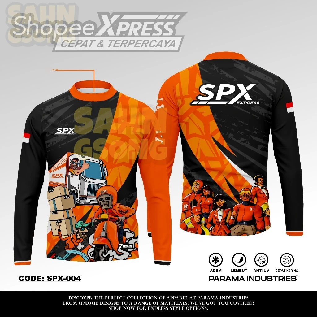 Parama INDUSTRAIES PREMIUM JERSEY ZIPPER ANTI GERAH || Kurir PAKET SHOPEE SPX EXPRESS || คนขับผู้หญิง