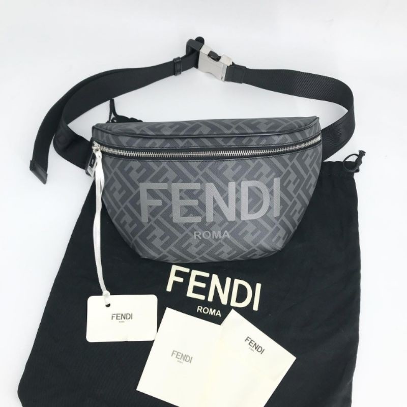 กระเป๋าคาดอก (New!) Fendi FF Belt Bag สีเทาสีดีงาม เท่ห์มากก รอเช็คสต๊อกก่อน