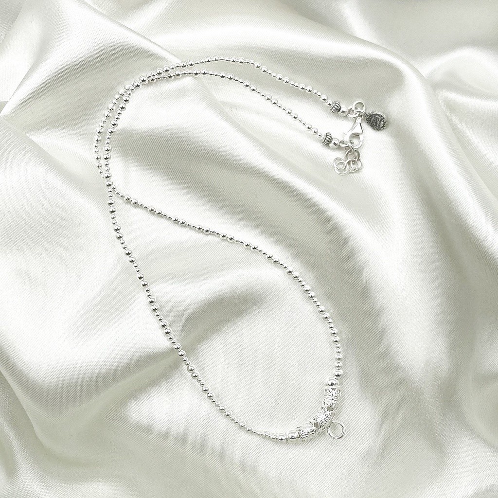 สร้อยคอร้อยเม็ดเงินกลม สร้อยคอห้อยพระเงิน สร้อยคอเงินแท้ 925 : DSP 925 Sterling Silver Beads Neckla