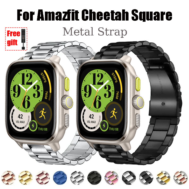สายสแตนเลสสําหรับ Amazfit Cheetah Square Metal strap สําหรับ Amazfit Cheetah Square 44mm สายสแตนเลสแบบสวมเร็ว