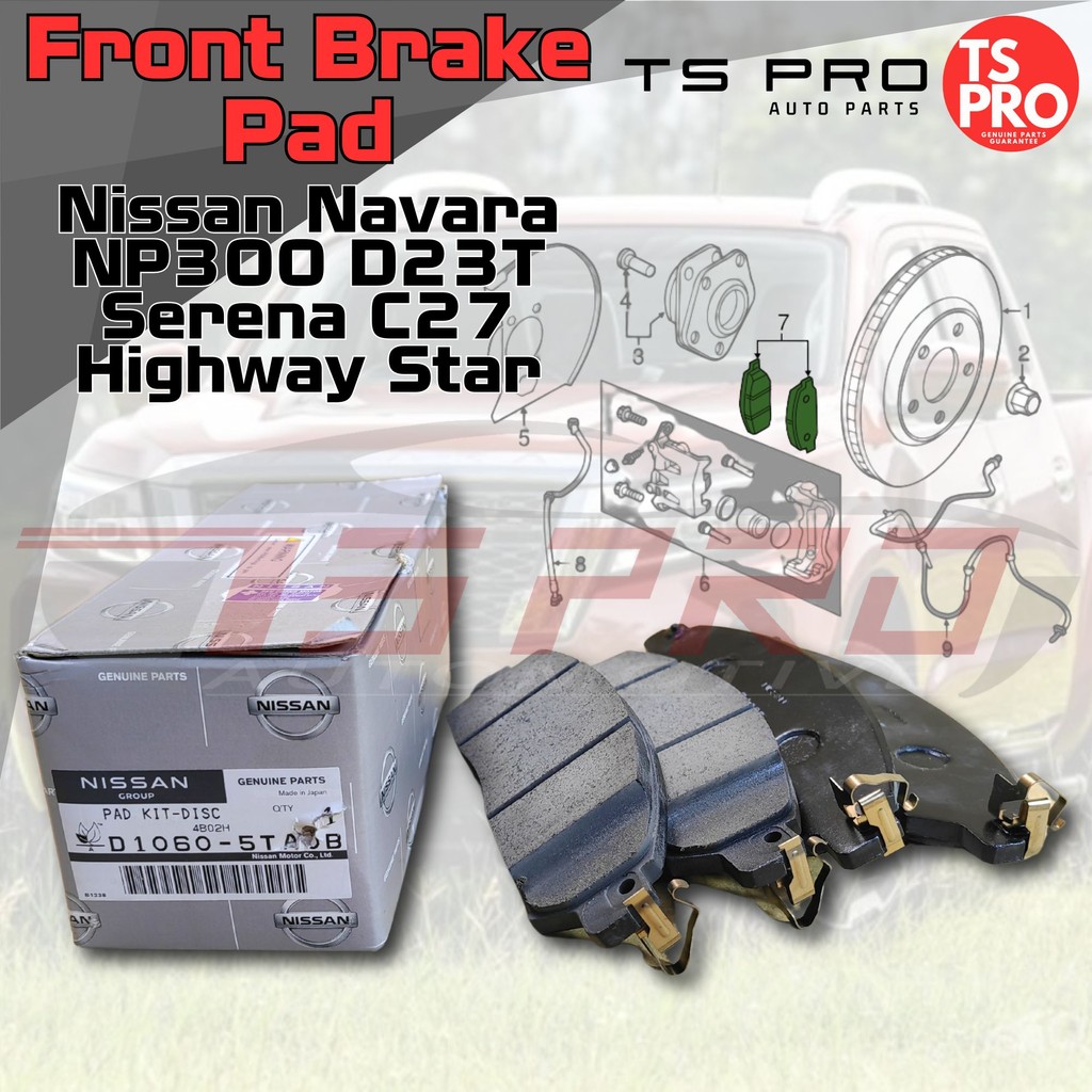 ผ้าเบรคหน้า Nissan D100-5TA0B - Nissan Navara NP300 D23T Serena C27 Highway Star