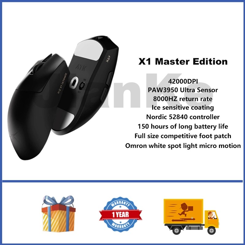 Atk X1 Master Edition เมาส์ไร้สาย PAW3950 Ultra 42000DPI เมาส์สําหรับเล่นเกมโหมดคู่น้ําหนักเบา