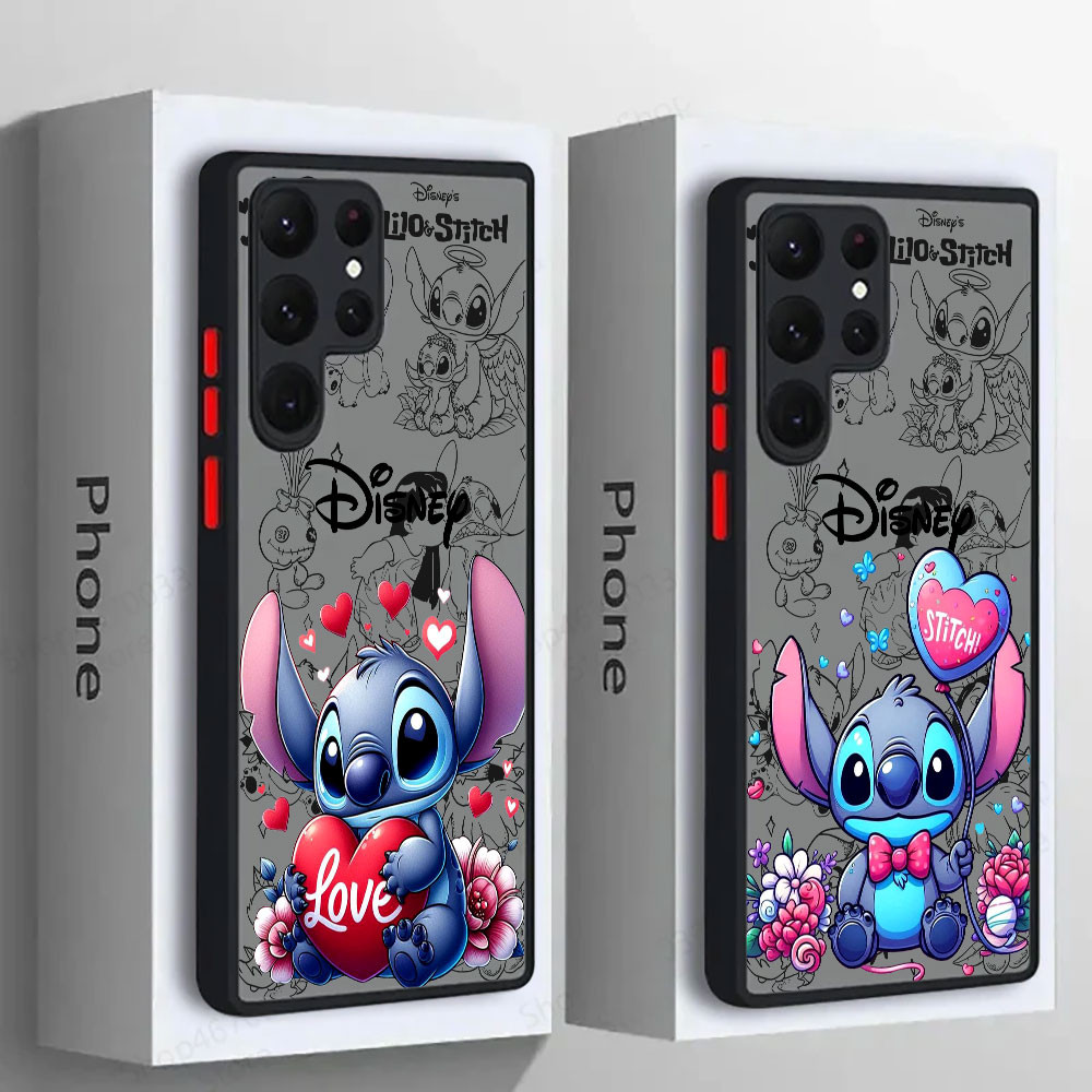 SAMSUNG Stitch Baby Disneyซิลิโคนเคสโทรศัพท์สําหรับSamsung S25 Ultra S24 S23 S21 S20 FE S22 Plus S24FE 5Gโปร่งใสFrosted Galaxyหมายเหตุ 20 Ultraกันกระแทก