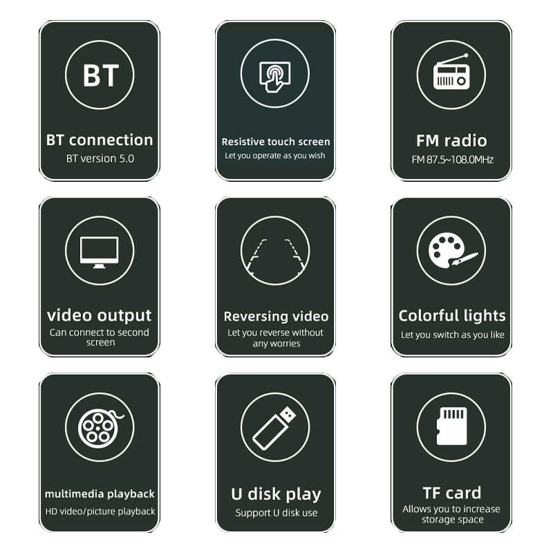 ▥ หน้าจอสัมผัสรถวิทยุ 1 Din บลูทู ธ เพลงแฮนด์ฟรีเครื่