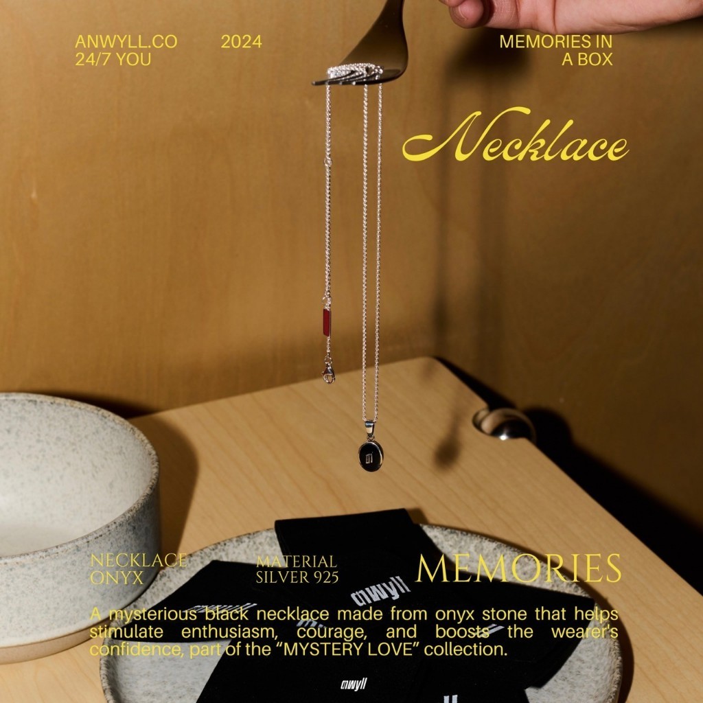 ANWYLL MYSTERY LOVE Necklace , Silver 925 , Onyx (สร้อยคอเงิน 925และนิลสีดำ)