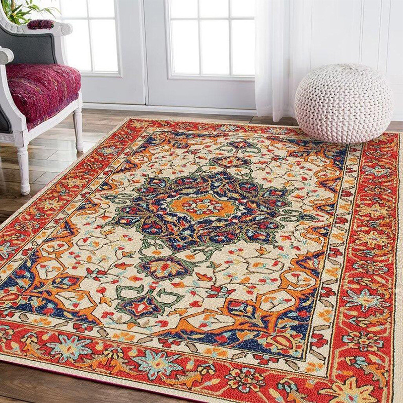 Bohemian ethnic style living room bedroom blanket, crystal wool large area carpet