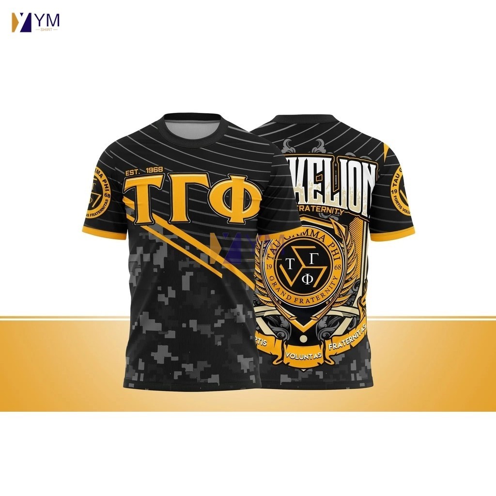 2024 มาถึงใหม่ออกแบบ Tau Gamma Phi Full TRISKELION 56TH ANNIVERSARY Siblimation Frat 3D พิมพ์แฟชั่นเ