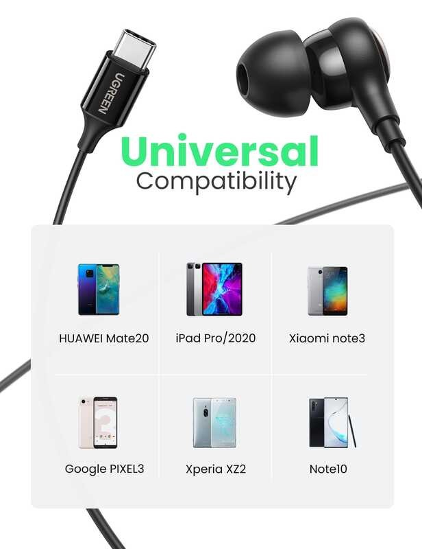 ❤ หูฟัง UGREEN USB Type C หูฟังแบบมีสายไมโครโฟนหูฟังที่มี