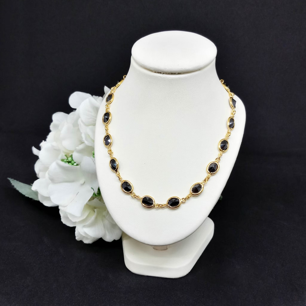 ส่งฟรี สร้อยคอเม็ดแตง นิล เครื่องประดับไทย พูนทรัพย์ มีใบรับประกัน ND22N200