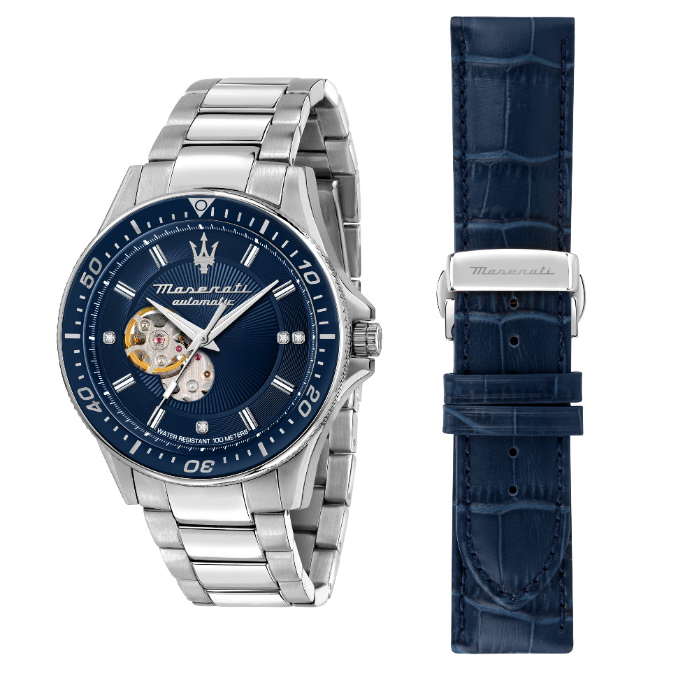 Maserati R8823140007 Sfida Steel Bracelet Blue-Silver 44mm.