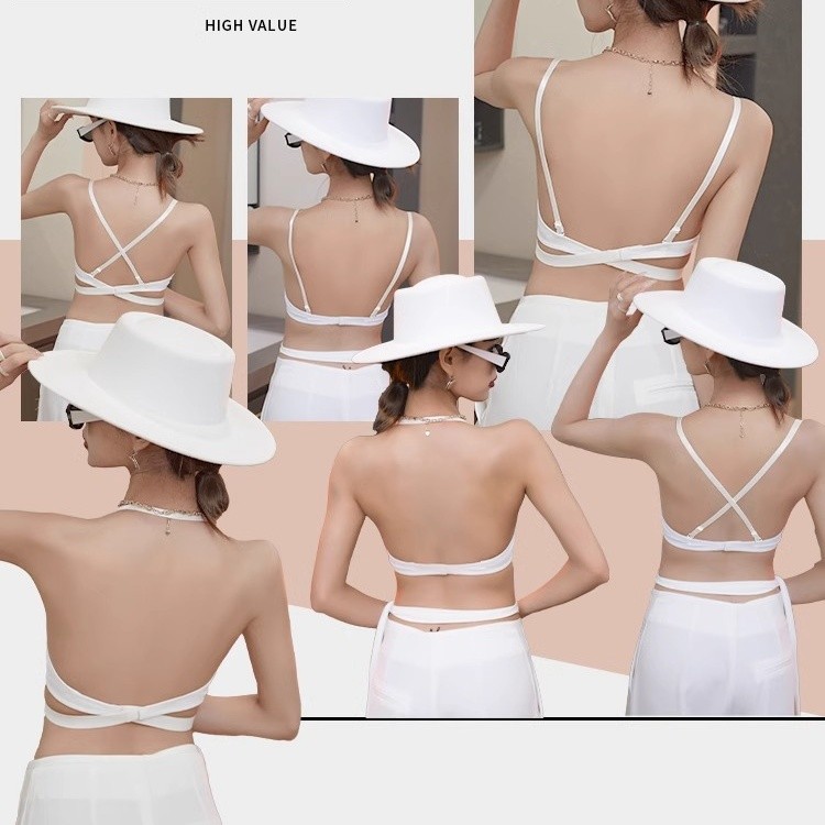 ชุดชั้นในเซ็กซี่ผู้หญิง รวบรวมและรองรับหน้าอกเล็กทําให้ดูขนาดใหญ่ขึ้น บราเปลือยรูปตัววีลึกต่ํา - รูปที่ 2