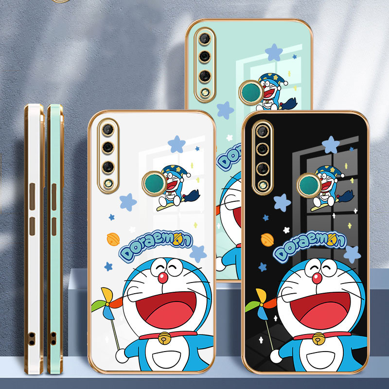 การ์ตูนน่ารัก Windmill Doraemon เคสโทรศัพท์สําหรับ Huawei Nova 3i / Nova 5t / Huawei Y6P / Y9 2019 / Y9 Prime 2019 / Y7 Pro 2019 6D ชุบรวมทุกอย่างเปลือกกันกระแทก