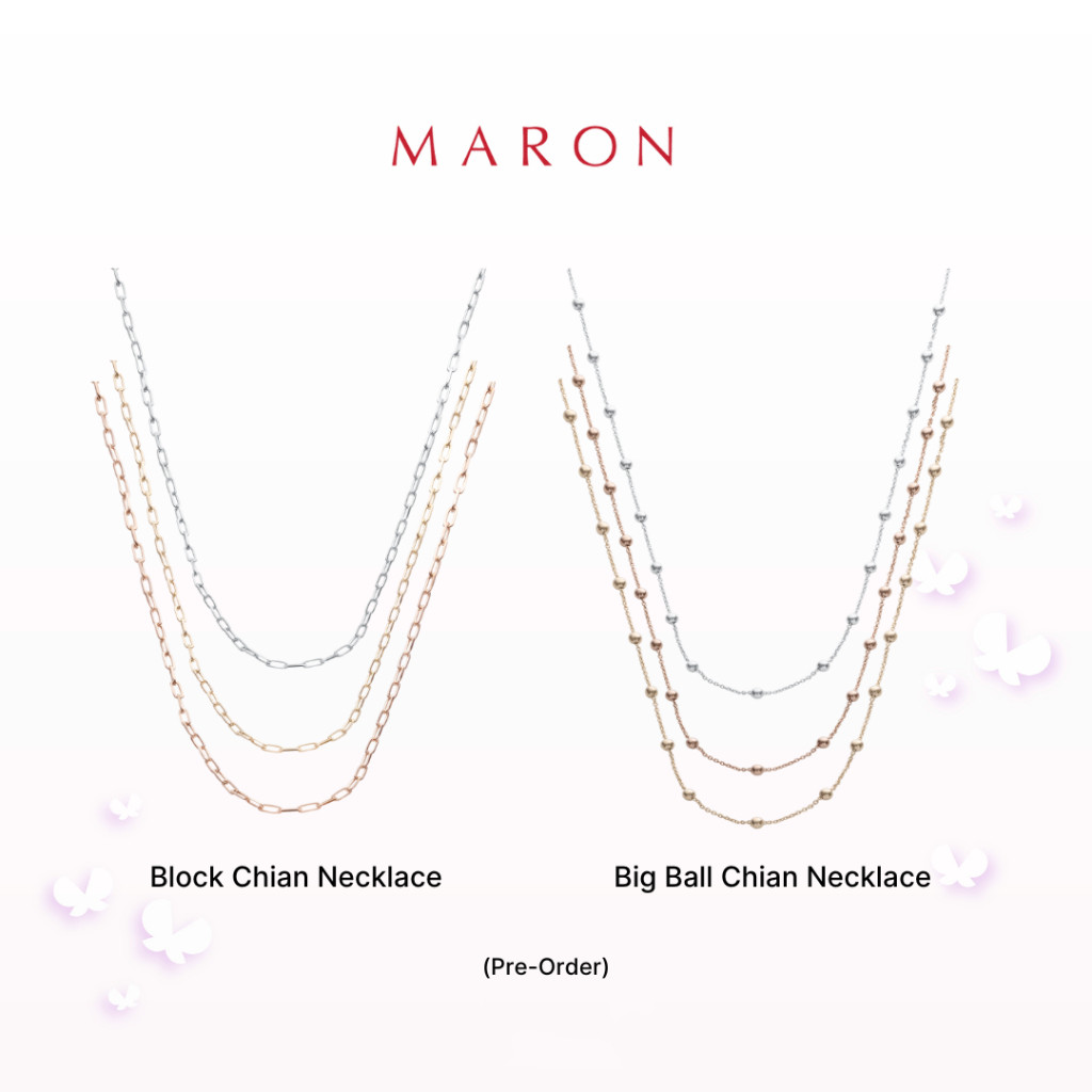 [Pre-Order 30 วัน] MARON - Happy Dream Necklace (Block Chain/Big Ball Chain) สร้อยคอเงินแท้ Sterlin