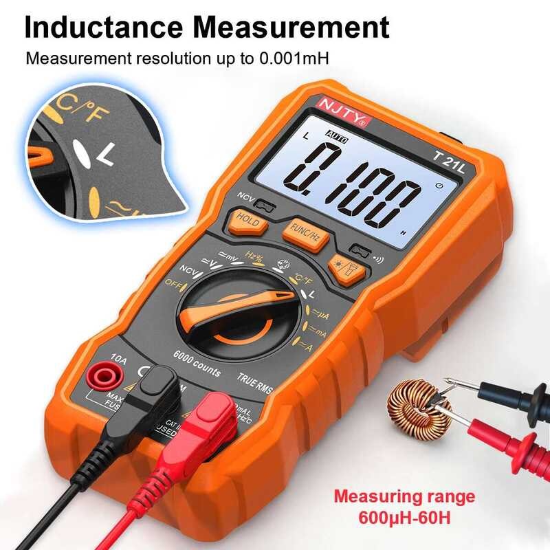 ▥ NJTY T21l ตัวเหนี่ยวนํามัลติมิเตอร์แบบดิจิตอล 600Μh-60H Range Duty Cycle 0.1-99% อุณหภูมิ DC