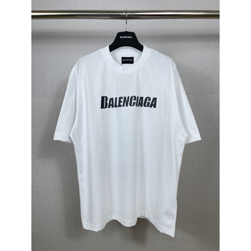 BALENCIAGA6102 เสื้อยืดสีขาวโลโก้ใหญ่