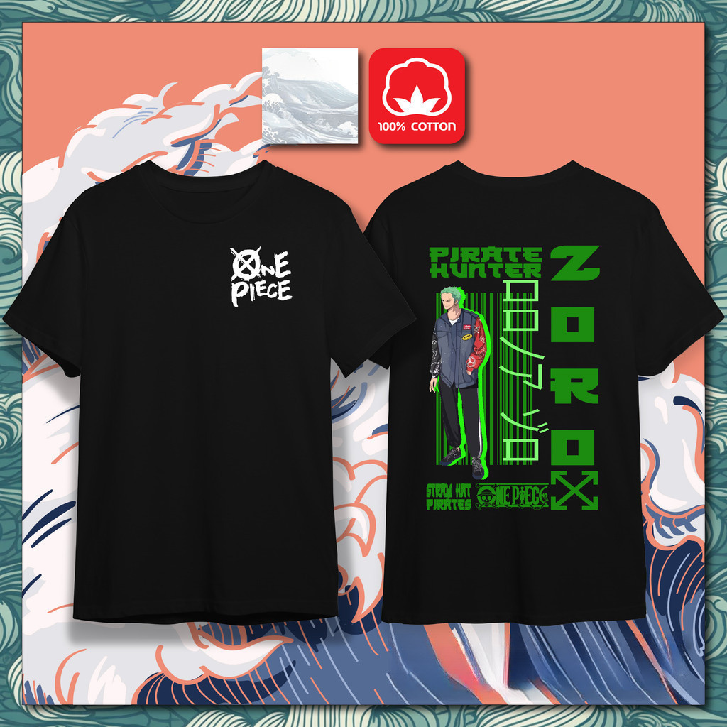 ผ้าฝ้าย 100% ZORO 1 ONE PIECE ผ้าฝ้าย Unisex T เสื้อ Bu Lelaki Wanita Perempuan อะนิเมะกราฟิก Tee 3D