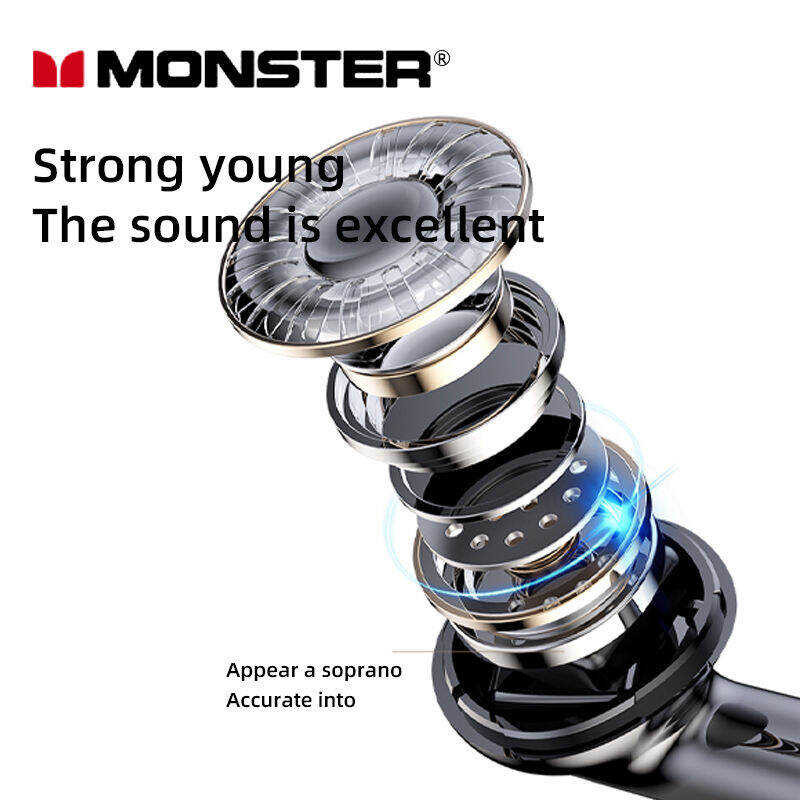 ❤ ต้นฉบับ Monster Xkt08 Bt5.3 หูฟังไร้สายหูฟังบลูทูธ HIFI