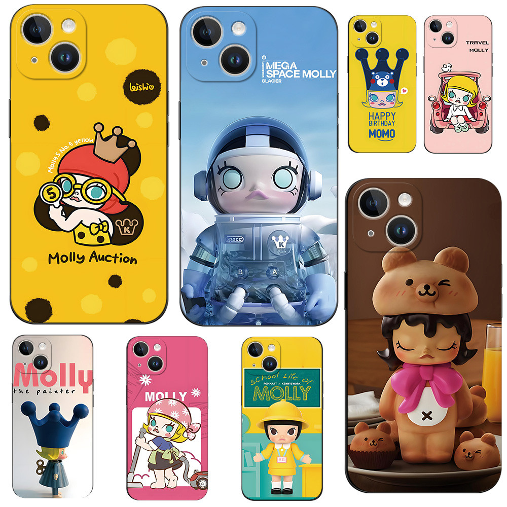 เคสโทรศัพท์ iPhone 14 / 14 Plus เคส Case Molly การ์ตูน ด้าน ไทเท น่ารัก คุณหนู เรียบๆ สวยๆ สีชมพู สีแดง สีฟ้า @12001