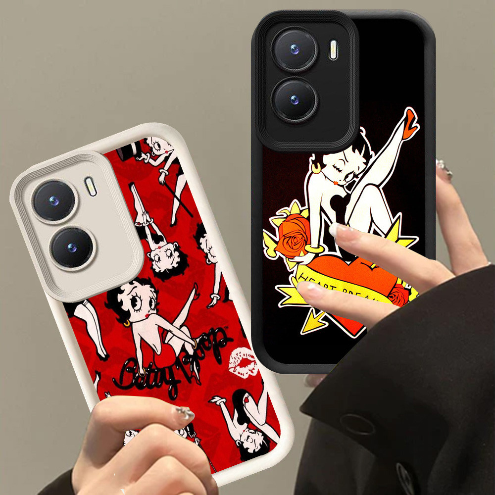 XI100 Betty Boop สําหรับ VIVO Y33e IQOO Z9X 13 Z9 Y75 Y83 Y01 Z10 Y73 V17 5G สีดําสีขาว