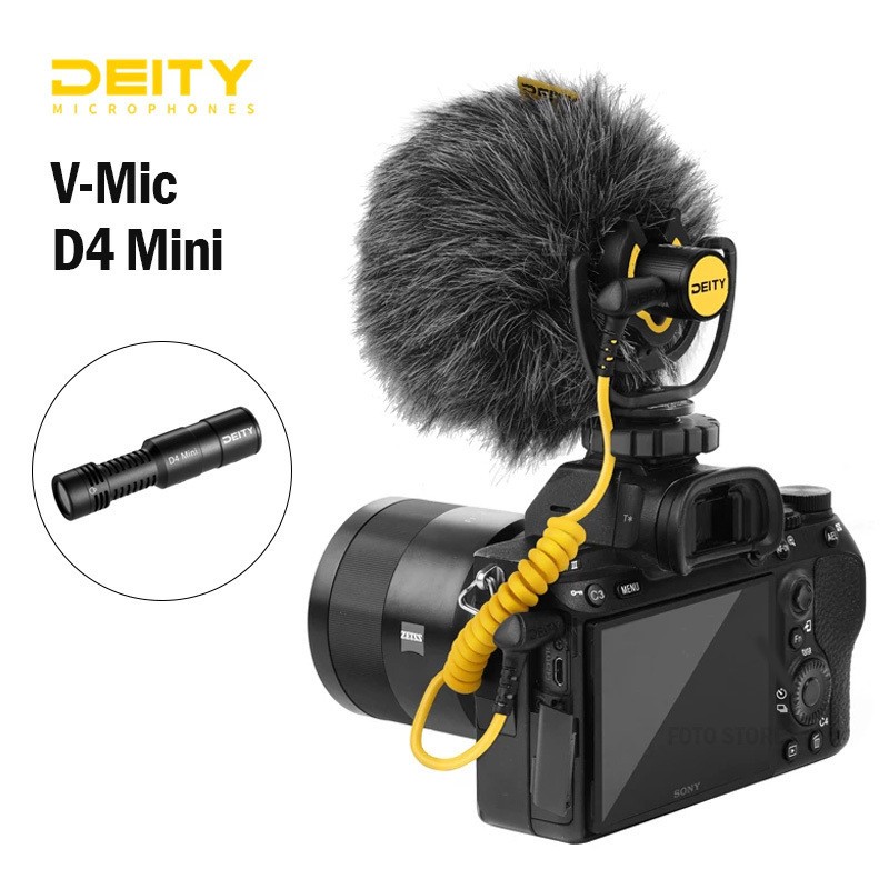 Deity V-Mic D4 Mini ไมโครโฟนหัวไมโครโฟน TRS 3.5 มม.สําหรับ Vlog Video Studio กล้อง DSLR สมาร์ทโฟน iP