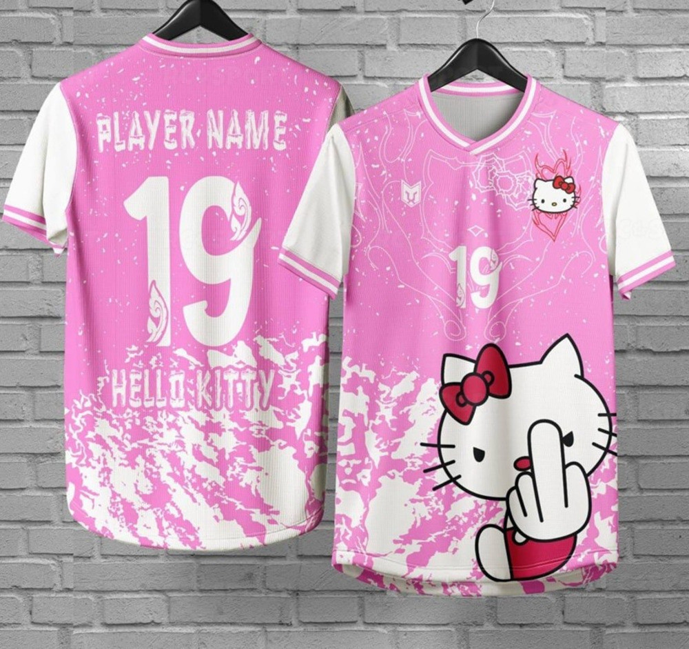 2025 รุ่น New Hello Kitty design Jersey ฟรีเสื้อที่กําหนดเอง man Unisex sublimated Jersey สําหรับผู้ชายขนาดใหญ่กีฬากลางแจ้ง Jersey