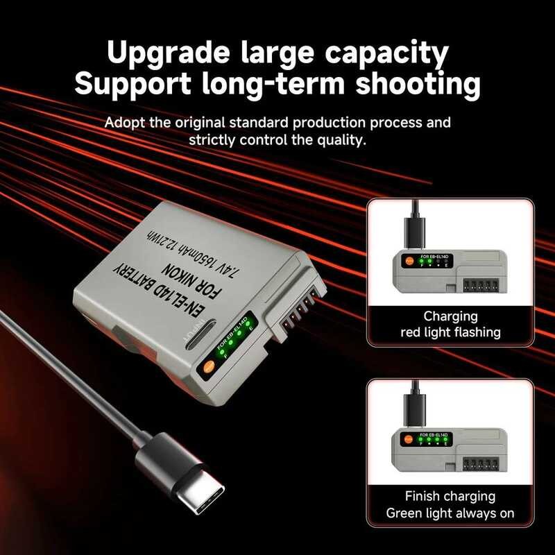 ▥ PALO 1650Mah EN El14 El14a En-El14 En-El14a แบตเตอรี่กล้อง USB สําหรับ Nikon P7000 P7800 D310