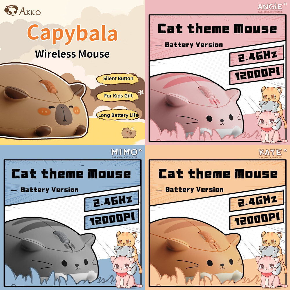 น่ารัก Capybara Theme เมาส์ไร้สายเงียบ 2.4G เมาส์พร้อมตัวรับสัญญาณ USB เมาส์คอมพิวเตอร์สําหรับสาวของขวัญ