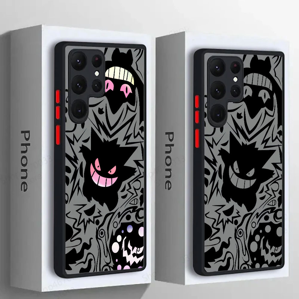 SAMSUNG Gengar Lucario Rayquaza Pokemon Ink Art เคสโทรศัพท์ซิลิโคนสําหรับSamsung S25 Ultra S24 S23 S21 S20 FE S22 Plus S24FE 5Gโปร่งใสFrosted Galaxy Note 20 Ultraกันกระแทก