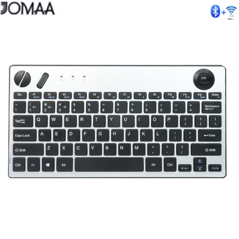 JOMAA คีย์บอร์ดไร้สายพร้อม Trackball Air Mouse 1600dpi แป้นพิมพ์บลูทูธสําหรับทีวี iPad โทรศัพท์แล็ปท็อป Slient คลิกคีย์บอร์ด